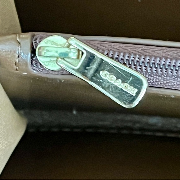 Coach Pac-Man Pacman Brown Accordion Signature Coated Canvas Zip Wallet #F75614 - Picture 10 of 13